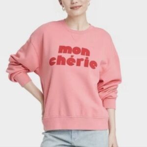 Wild Fable Mon Cherie Graphic Crew Neck Sweatshirt Coral & Red